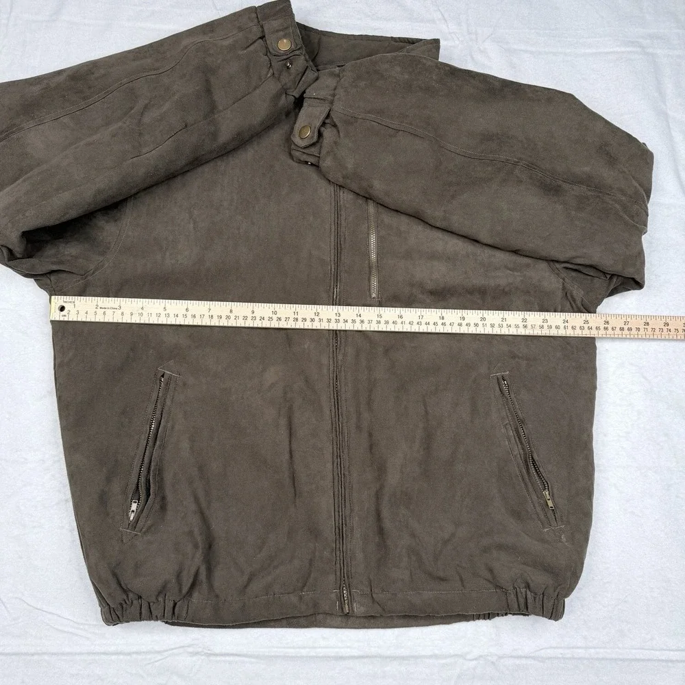 Montage Collection Quilted Lining SZ-L Faux Suede Zip Bomber Jacket W/Zip Pocket